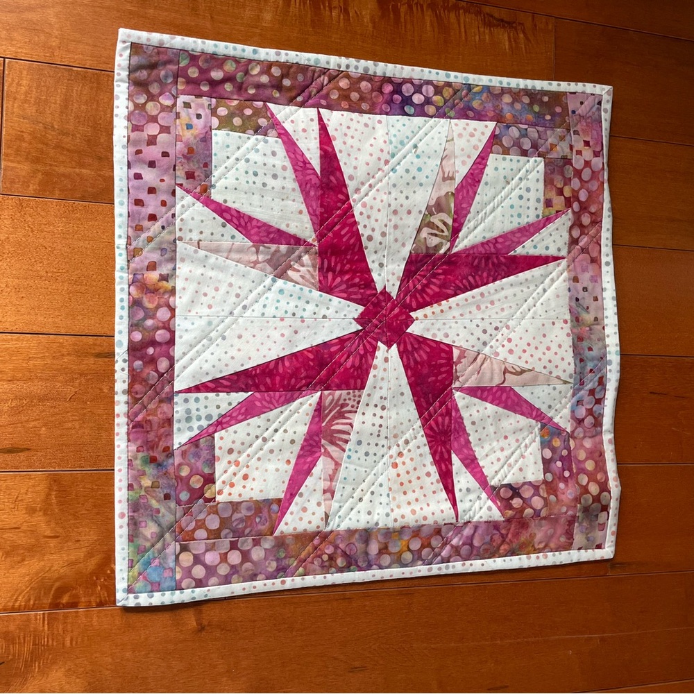 Handmade Pink Starburst Quilted Throw - Home Bedding